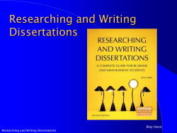 Researching and Writing Dissertations Roy Horn Researching and Writing Dissertations