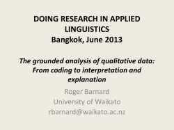 DOING RESEARCH IN APPLIED LINGUISTICS Bangkok, June 2013