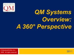 QM Systems Overview: A 360° Perspective 2011