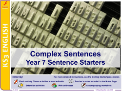 Complex Sentences Year 7 Sentence Starters Icons key: