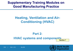 Heating, Ventilation and Air- Conditioning (HVAC) Supplementary Training Modules on Good Manufacturing Practice