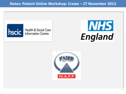 Notes: Patient Online Workshop: Crewe – 27 November 2013 1