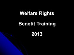 Welfare Rights Benefit Training 2013