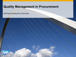 Quality Management in Procurement SAP Best Practices for Chemicals