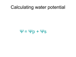 Calculating water potential Ψ = Ψp + Ψs