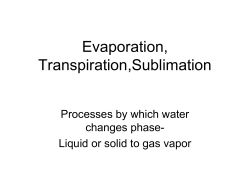 Evaporation, Transpiration,Sublimation Processes by which water changes phase-