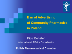 Ban of Advertising of Community Pharmacies in Poland Piotr Bohater