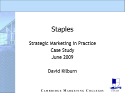 Staples Strategic Marketing in Practice Case Study June 2009