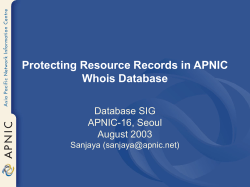 Protecting Resource Records in APNIC Whois Database Database SIG APNIC-16, Seoul