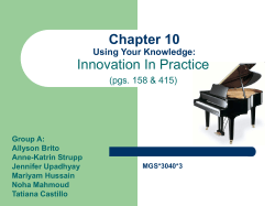 Chapter 10 Innovation In Practice Using Your Knowledge: (pgs. 158 &amp; 415)