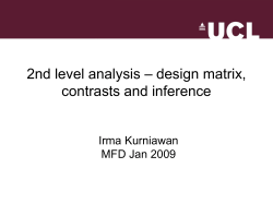 – design matrix, 2nd level analysis contrasts and inference Irma Kurniawan