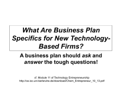 What Are Business Plan Specifics for New Technology- Based Firms? ask