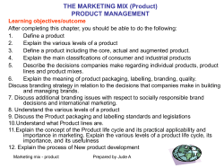 THE MARKETING MIX (Product) PRODUCT MANAGEMENT