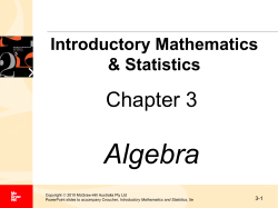 Algebra Chapter 3 Introductory Mathematics &amp; Statistics