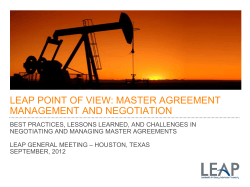 LEAP POINT OF VIEW: MASTER AGREEMENT MANAGEMENT AND NEGOTIATION