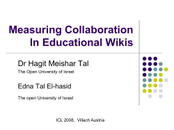 Measuring Collaboration In Educational Wikis Dr Hagit Meishar Tal Edna Tal El-hasid
