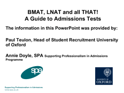BMAT, LNAT and all THAT! A Guide to Admissions Tests