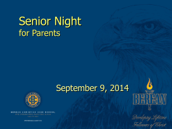 Senior Night for Parents September 9, 2014