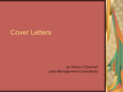 Cover Letters by Adrian O’Donnell Lado Management Consultants
