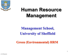 Human Resource Management Management School, University of Sheffield