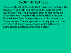 Sport After 1800: Industrial Revolution Impact
