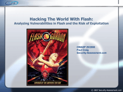 Hacking The World With Flash: OWASP 29/2008 Paul Craig