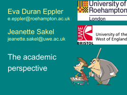 The academic perspective Eva Duran Eppler Jeanette Sakel