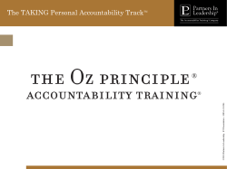 The TAKING Personal Accountability Track TM NG -E