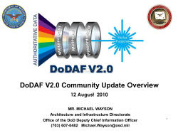 Overview DoDAF V2.0 Community Update 12 August  2010