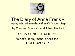 The Diary of Anne Frank - ACTIVATING STRATEGY: HOLOCAUST?