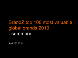 BrandZ top 100 most valuable global brands 2010 - summary April 28