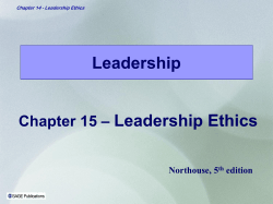 Leadership Leadership Ethics – Chapter 15