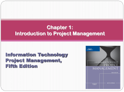Chapter 1: Introduction to Project Management Information Technology Project Management,