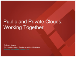 Public and Private Clouds: Working Together Anthony Young Principal Architect, Rackspace Cloud Builders