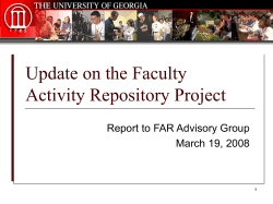 Update on the Faculty Activity Repository Project Report to FAR Advisory Group