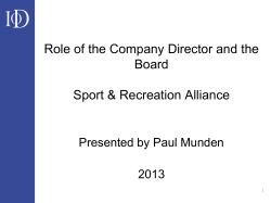 Role of the Company Director and the Board Sport &amp; Recreation Alliance