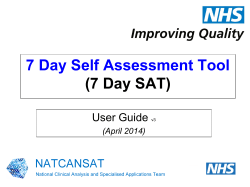 7 Day Self Assessment Tool (7 Day SAT) User Guide (April 2014)