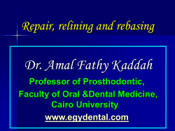 Dr. Amal Fathy Kaddah Repair, relining and rebasing Professor of Prosthodontic,