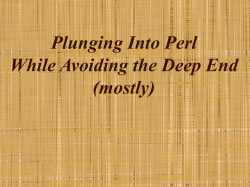 Plunging Into Perl While Avoiding the Deep End (mostly)