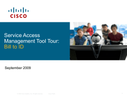 Service Access Management Tool Tour: Bill to ID September 2009