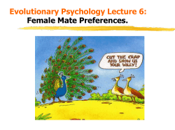Evolutionary Psychology Lecture 6: Female Mate Preferences.