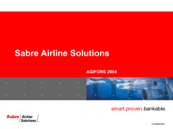 Sabre Airline Solutions smart.proven. bankable. AGIFORS 2004