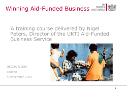 Winning Aid-Funded Business A training course delivered by Nigel Business Service
