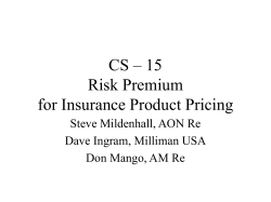 CS – 15 Risk Premium for Insurance Product Pricing Steve Mildenhall, AON Re