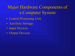 Major Hardware Components of a Computer System • Central Processing Unit