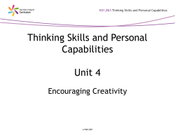 Thinking Skills and Personal Capabilities Unit 4 Encouraging Creativity