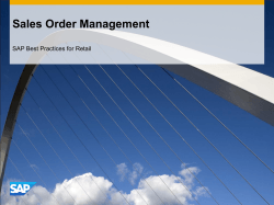 Sales Order Management SAP Best Practices for Retail