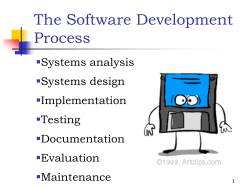 The Software Development Process  Systems analysis