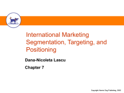 International Marketing Segmentation, Targeting, and Positioning Dana-Nicoleta Lascu