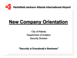 New Company Orientation Hartsfield-Jackson Atlanta International Airport  City of Atlanta